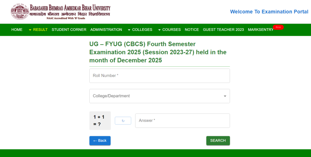 BRABU UG 4th Semester 2023-27 Result