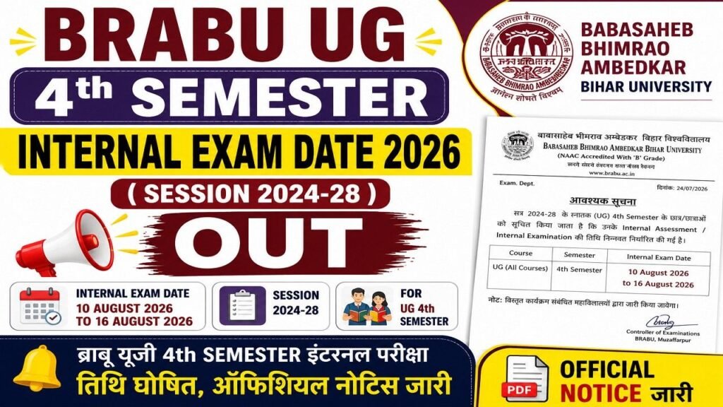 BRABU UG 4th Semester Internal Exam Date 2026