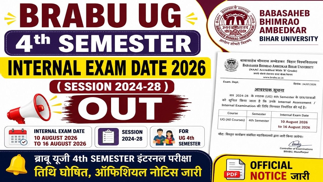 BRABU UG 4th Semester Internal Exam Date 2026