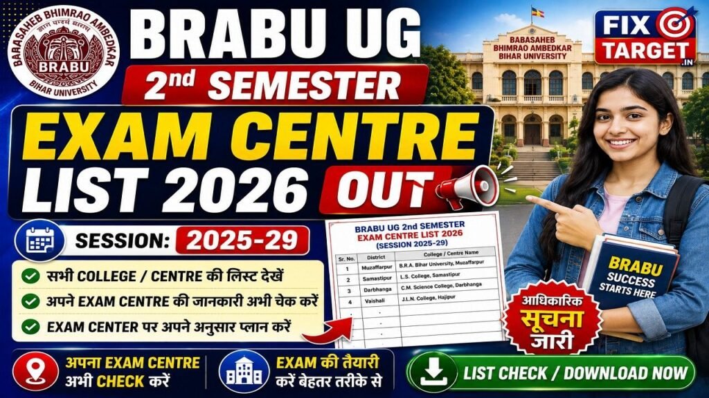 BRABU UG 2nd Semester Exam Centre List 2026