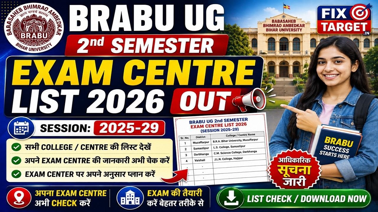BRABU UG 2nd Semester Exam Centre List 2026