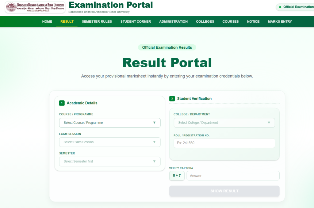 BRABU UG 3rd Semester Result 2026