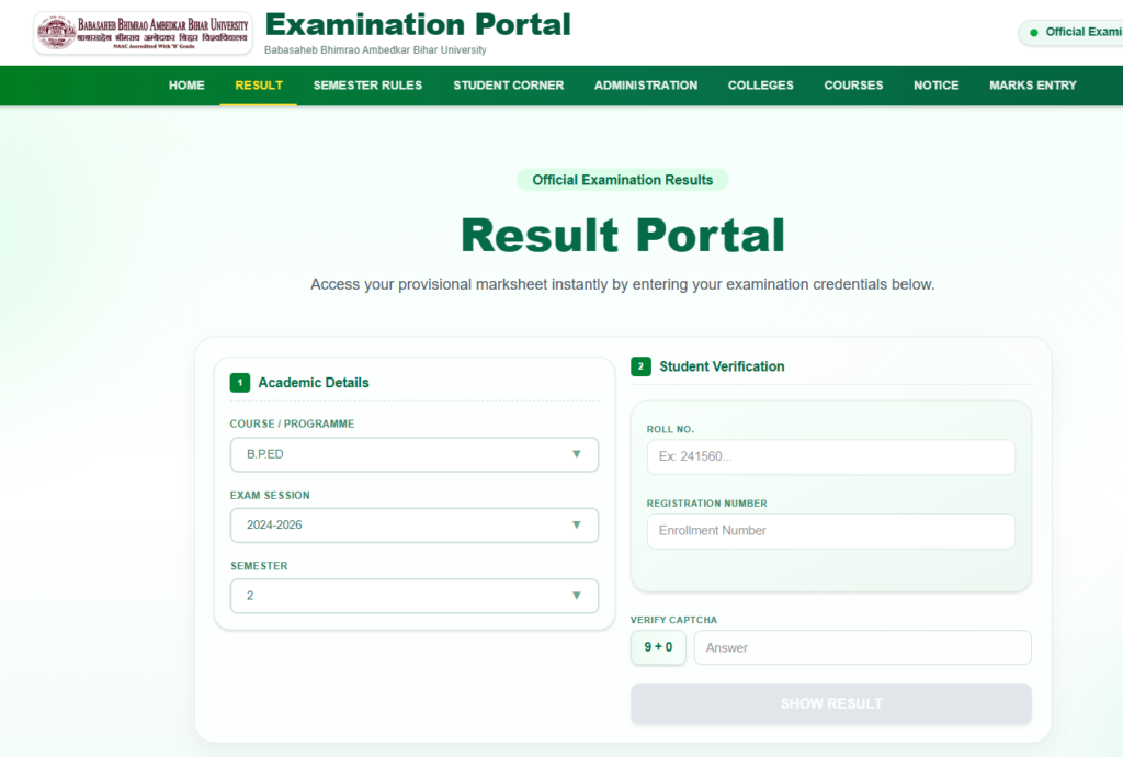 BRABU B.P.Ed 2nd Year Result 2024-26