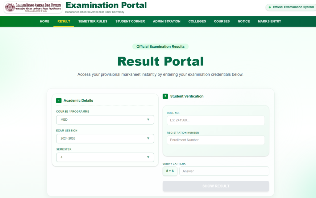 BRABU M.Ed 4th Semester Result 2024-26