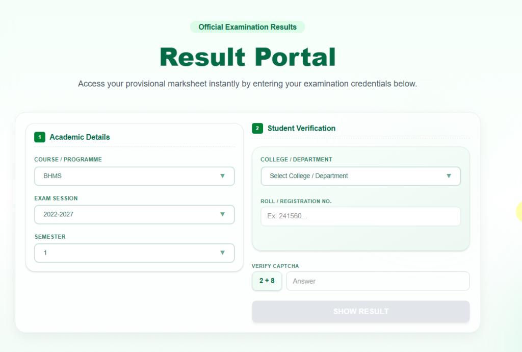 BRABU BHMS 1st Semester Result 2026